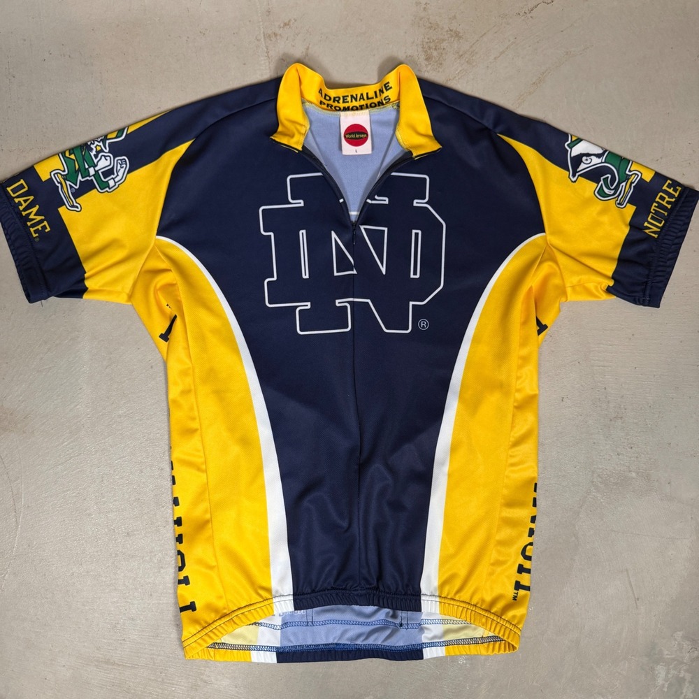 World Jerseys Notre Dame Fighting Irish Cycling Jersey Mens Large Blue Yellow